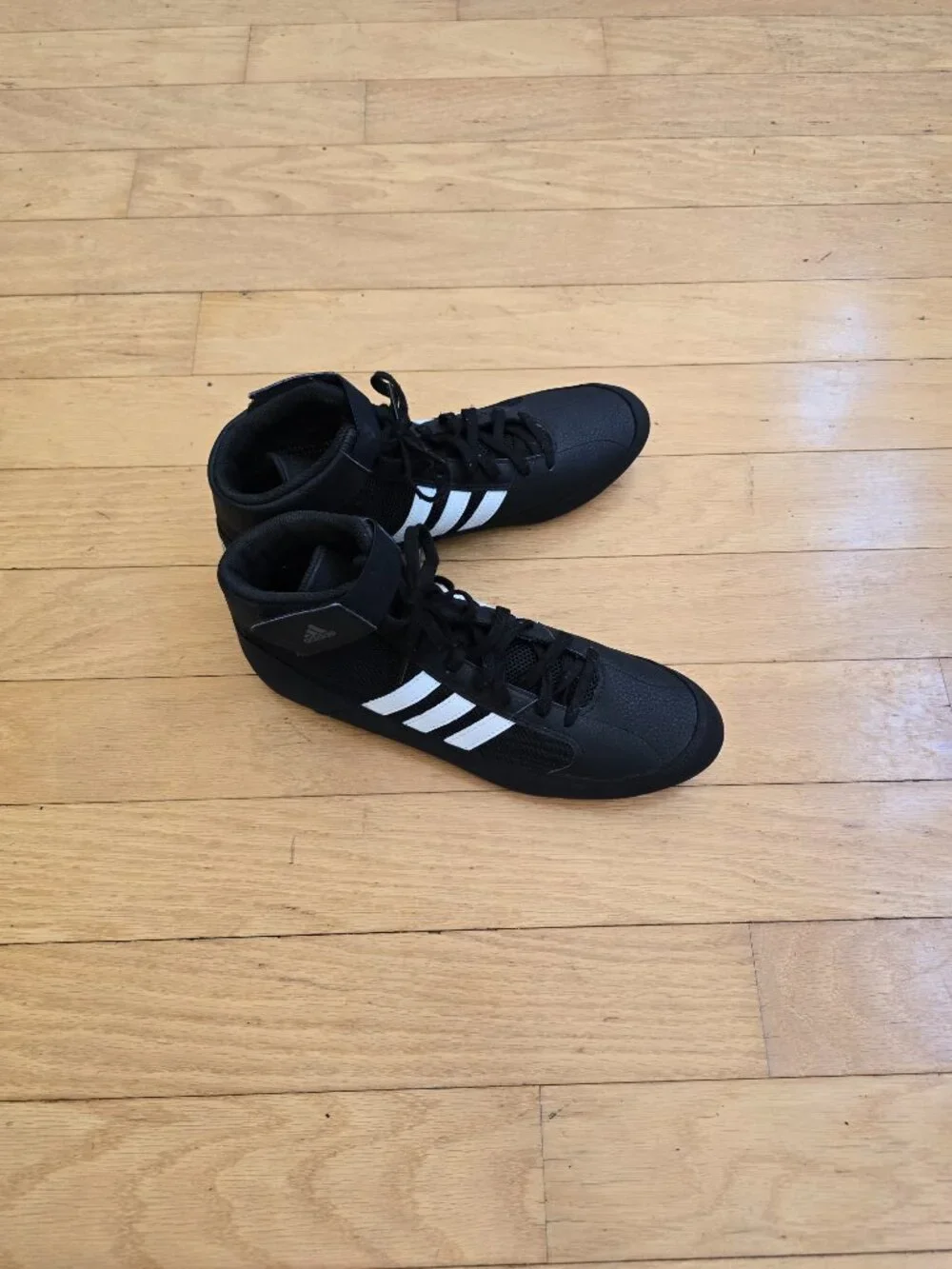 adidas | HVC Black White Gum Flat Sole Boxing Wrestling Sneakers | Men's 9.5